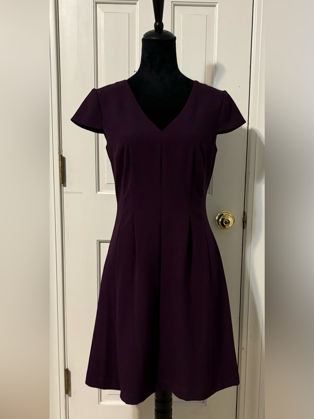 ELIZA J Plum V-Neck Fit-and-Flare Dress